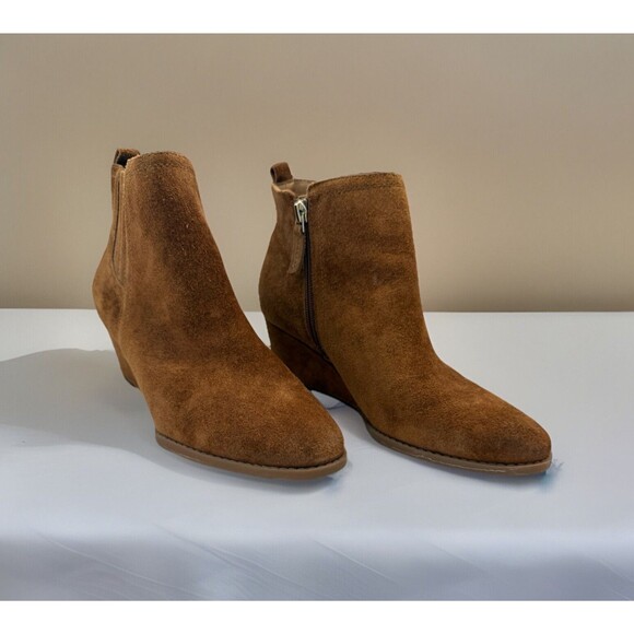 Franco Sarto Shoes - Franco Sarto Welton Wedge Ankle Boots Booties Brown Suede Shoes Womens Size 8.5
